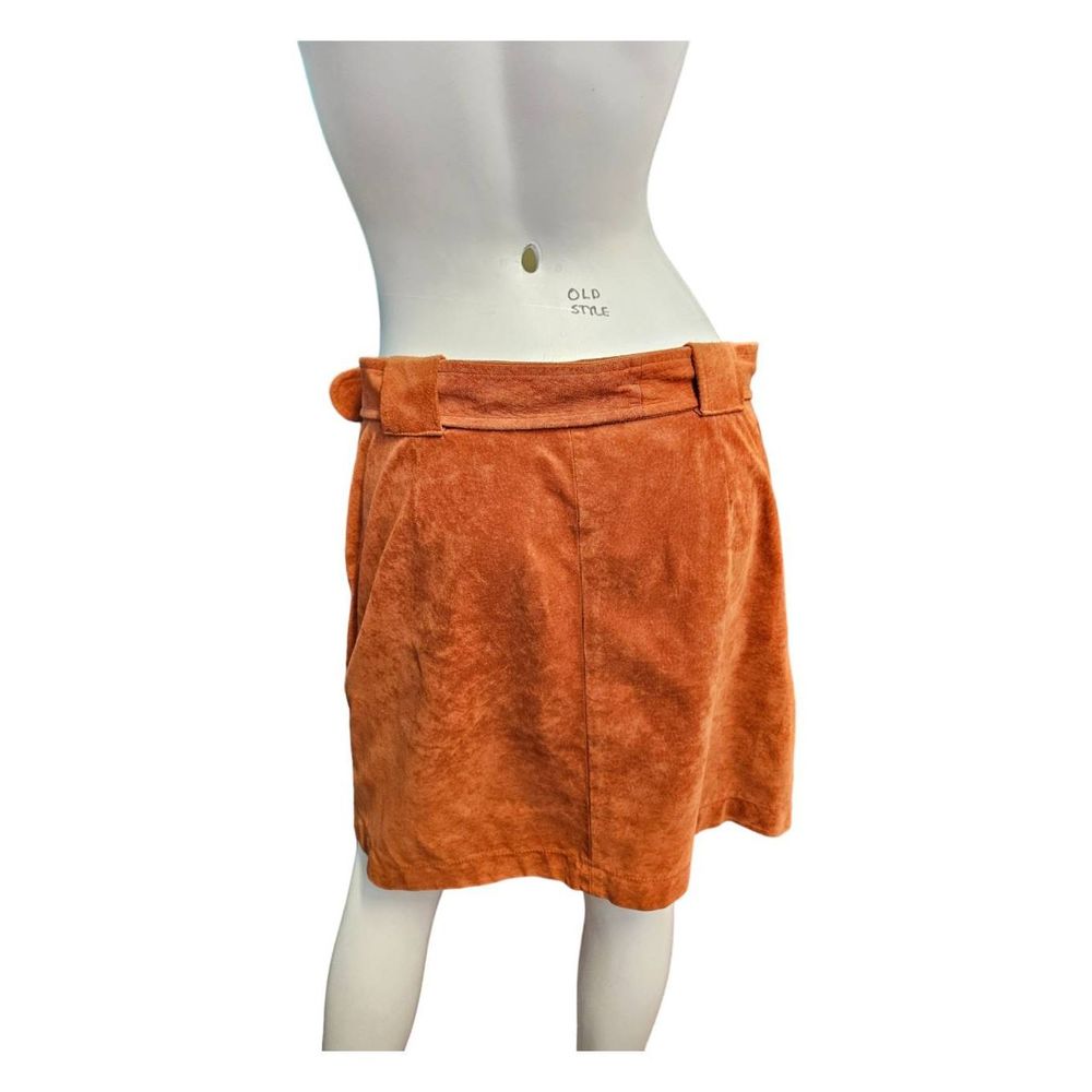 Context Orange Leather Suede Belted Skirt Size 10 - Picture 4 of 8